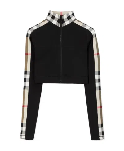 BURBERRY VINTAGE CHECK-PANEL CROPPED TOP