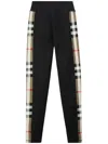 Burberry Stretch-jersey Check-trim Leggings In Black