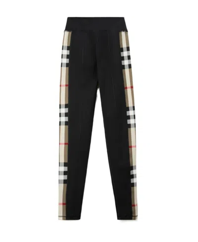 Burberry Vintage Check-panel Leggings In Black