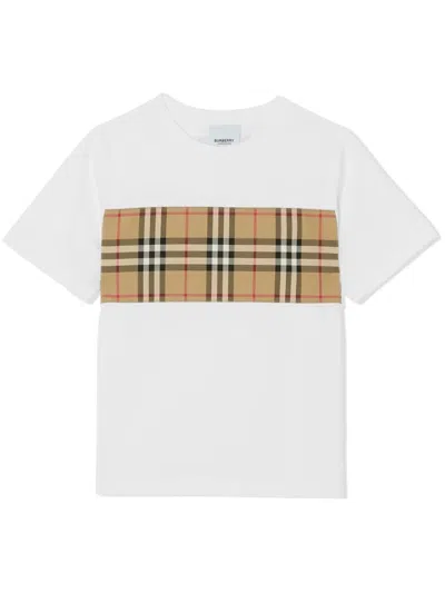 Burberry Kids' Vintage Check Cotton Jersey T-shirt In White