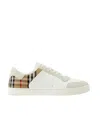 Burberry Men Stevie Leather And Check Canvas Sneakers In White