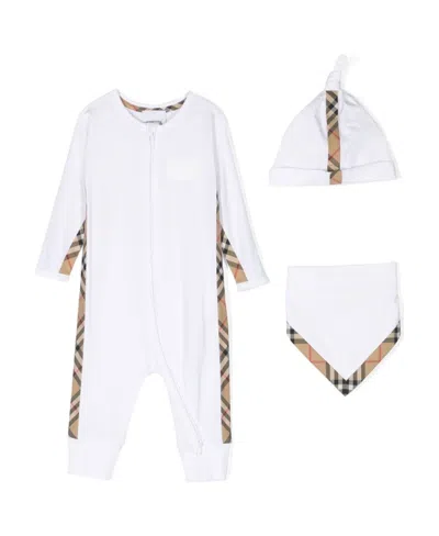 Burberry Vintage Check-pattern Babygrow Set In White