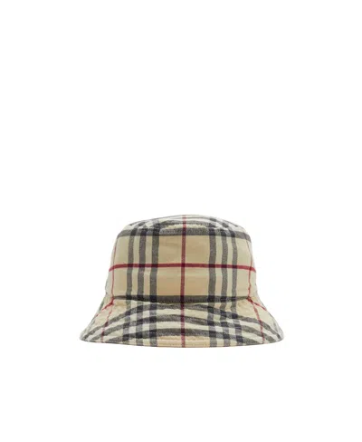 Burberry Vintage Check-pattern Cotton Bucket Hat In Nude