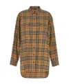 Burberry Ladies Vintage Check Stretch Cotton Button-down Collar Shirt In Brown