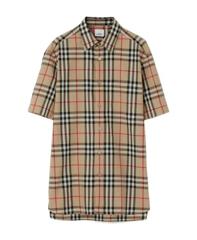 Burberry Vintage Check Pattern Cotton Shirt In Neutrals