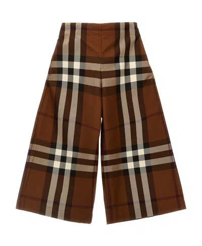 Burberry Vintage Check-pattern Cotton Trousers In Brown