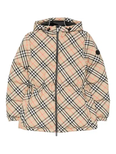 Burberry Checked Jacket In Brown