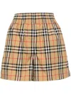 Burberry Audrey Check Cotton Shorts In Brown