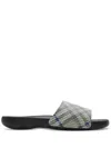 Burberry Beige Dive Check Slides In Grey