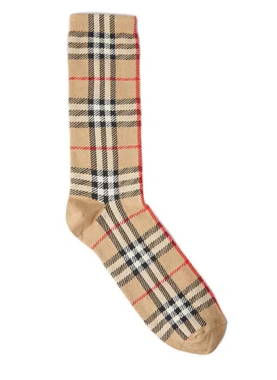 Burberry Vintage Check-pattern Stretched Socks In Brown