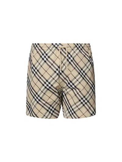 Burberry Vintage Check Pattern Swimsuit In Beige