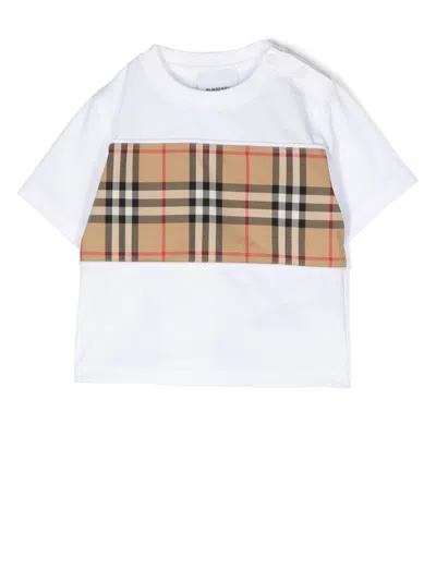 Burberry Babies' Vintage Check Pattern T-shirt In White