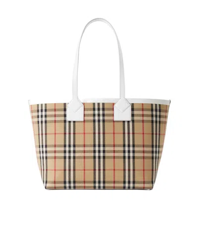 Burberry Vintage Check Pattern Tote Bag In Nude