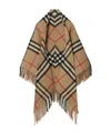 Burberry Vintage Check-pattern Wool Cape In Green