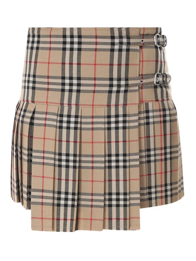 Burberry Vintage Check Patterned Skirt In Beige