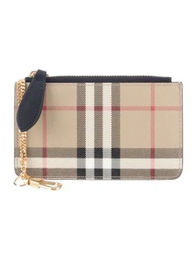 Pre-owned Burberry Vintage Check Plaid Print Card Holder W/ Tags In Brown