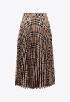 Burberry Check Pattern Pleated Skirt In Beige