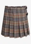 Burberry Vintage Check Pleated Mini Skirt In Brown
