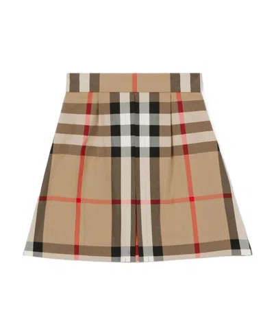 Burberry Vintage Check Pleated Skirt In Nude