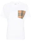 Burberry Women White Jersey Checked Twill-trimmed Cotton-jersey T-shirt Tee Shirt In White