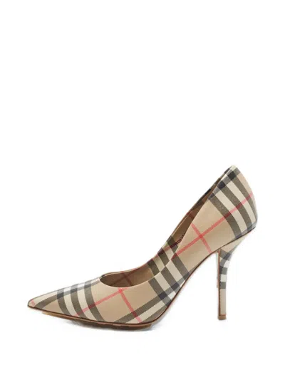 Pre-owned Burberry Vintage Check Pointed-toe Pumps In Neutrals