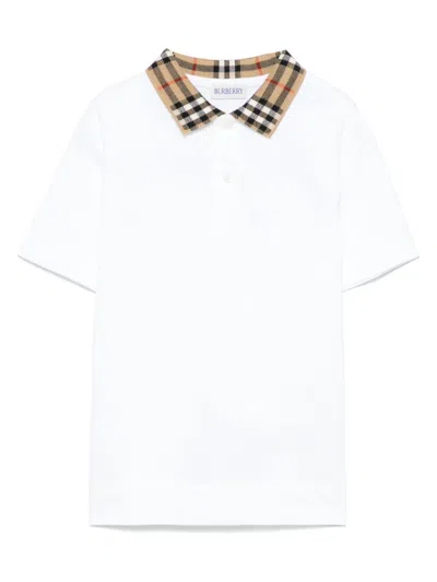 Burberry Kids' Vintage Check Polo Shirt In White