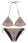 BURBERRY VINTAGE CHECK PRINT BIKINI WITH SIDE LACES FOR WOMEN