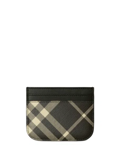 Burberry Checkered Pattern Card Holder In Black/calico