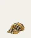 Burberry Checked Cotton Baseball Hat With Curved Brim In Camp Ip Check