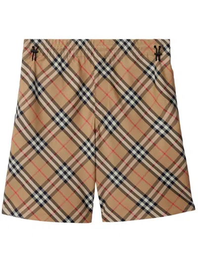 Burberry Vintage Check-print Drawstring Shorts In Brown