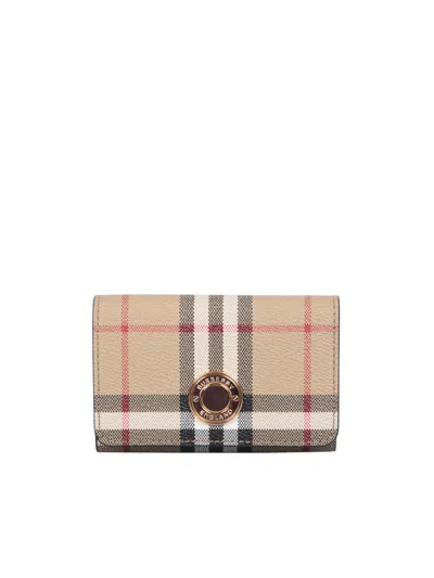 Burberry Vintage Check Print Folder Beige Wallet