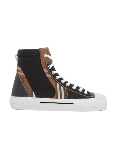 Burberry Vintage Check-print High-top Sneakers In Black