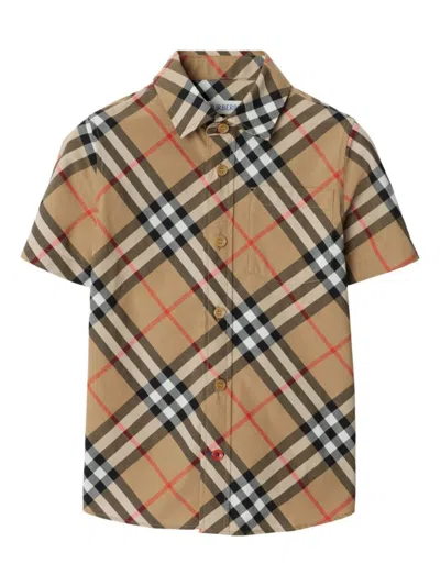 Burberry Kids' Camicia Vintage Check In Brown