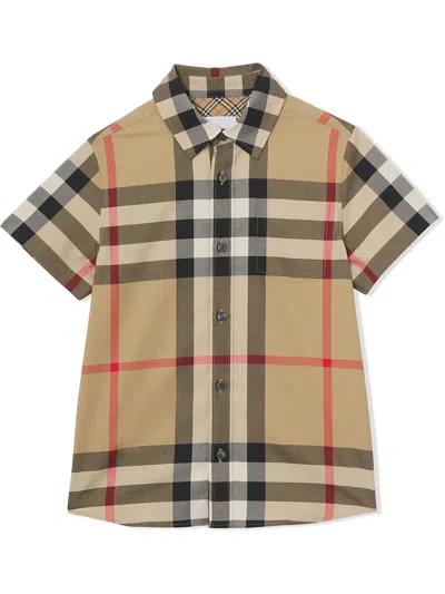 Burberry Kids' Vintage Check Cotton Shirt In Archive Beige