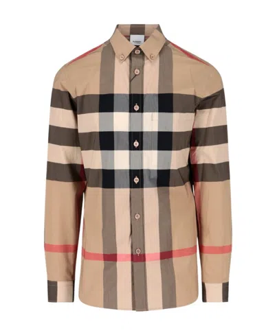 Burberry Summerton Long-sleeved Check Shirt In Brown