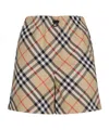 Burberry Check Ekd Drawstring Pull-on Shorts In Nude