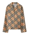 Burberry Check Print Silk Shirt In Nude