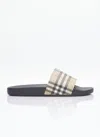 Burberry Tartan Rubber Slides In Beige