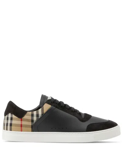 Burberry Vintage Check-print Sneaker For Men From Ss24 Collection In Black