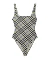 Burberry Lichen Stretch Nylon One-piece Swimsuit In Gray