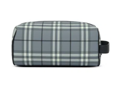 Pre-owned Burberry Vintage Check Print Wash Bag Light Grey Backpack