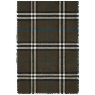 Burberry Vintage Check Printed Frayed-edge Scarf In Gray