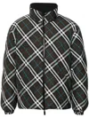 Burberry Multicolorreversible Down Jacket With All-over Check Motiv In Tech Fabric Man In Braun
