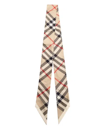 Burberry Skinny Check Scarf In Archive Beige