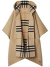 Burberry Reversible Check Cashmere Cape In Neutrals