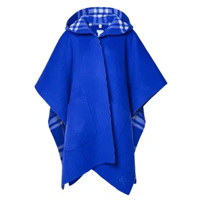 Burberry Vintage Check Reversible Cashmere Cape In Blue