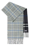 Burberry Vintage Check Reversible Cashmere Scarf In Grey/ Off Black