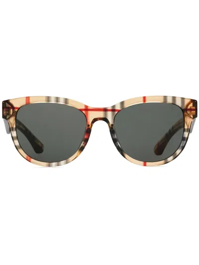 Burberry Vintage Check Round-frame Sunglasses In Neutrals