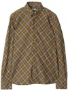 Burberry Button-down Collar Logo-embroidered Checked Cotton-flannel Shirt In Brown