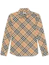 Burberry Cotton Shirt With Check Motif In Neutral